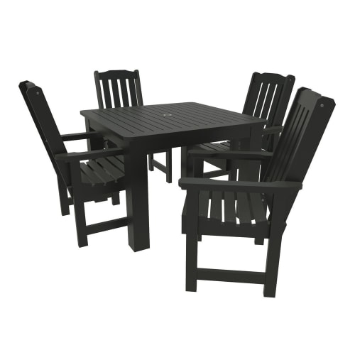 Sequoia Professional Blue Ridge Square Dining Set, 5 Piece Set, Black